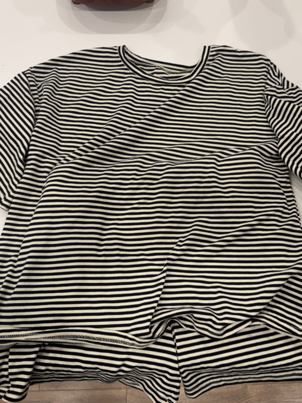 Black and White Striped Women’s Short and Tee Set